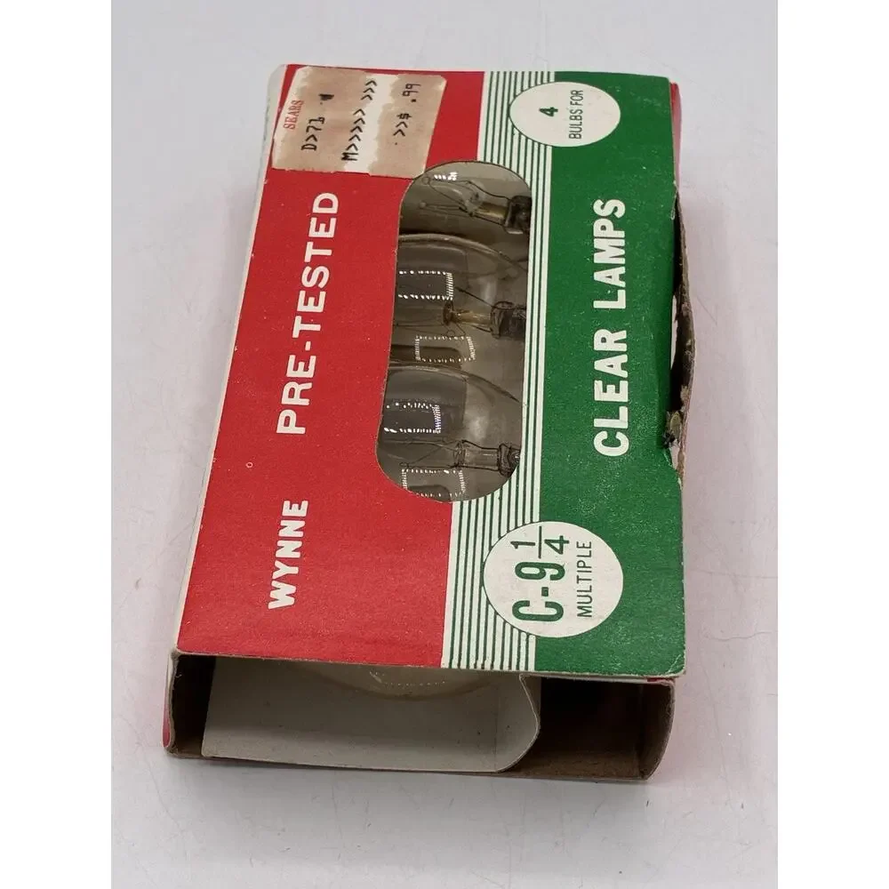 Vintage Wynne C-9 Clear Christmas Bulbs Sears Box 4 Pack NOS￼
